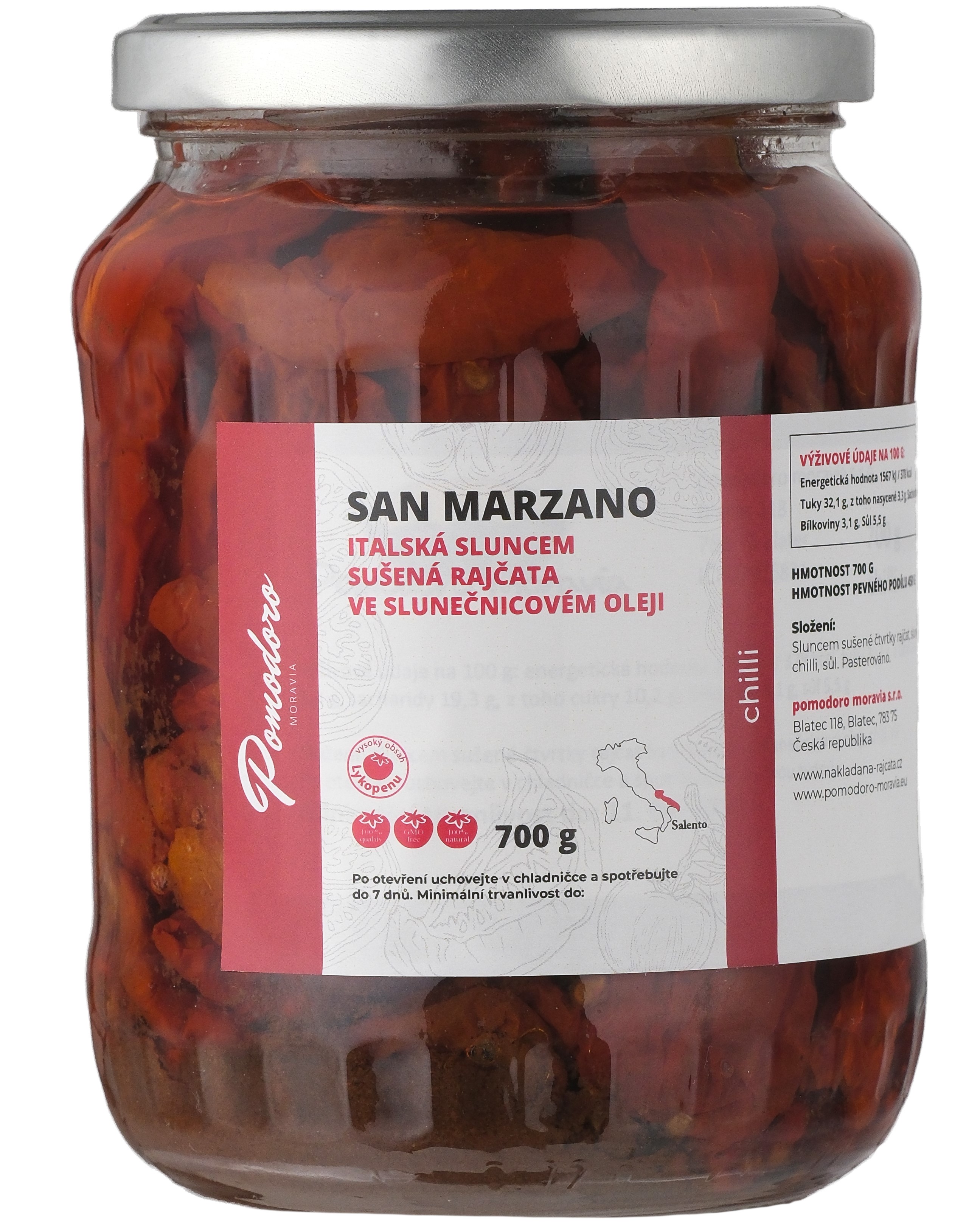 Rajčata San Marzano chilli naložená v oleji 700g
